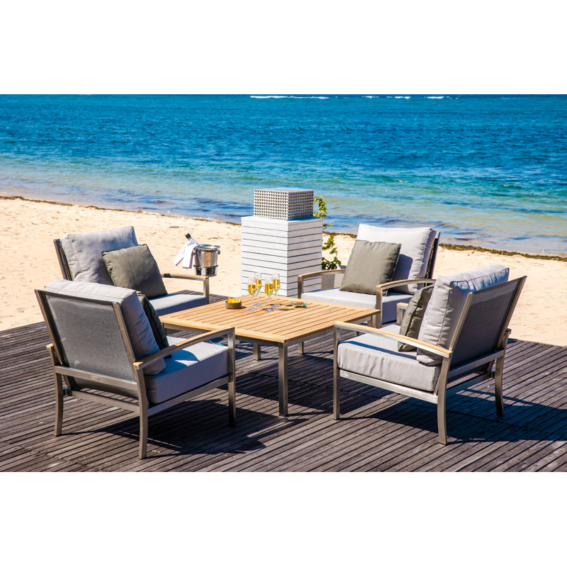Avanti Outdoor - Piece Teak Conversation Set, Granite