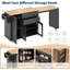 Îlot de cuisine 78,3 po avec 2 tabourets - table extensible, armoire, tiroirs, tablettes, chariot mobile blanc-2075725371
