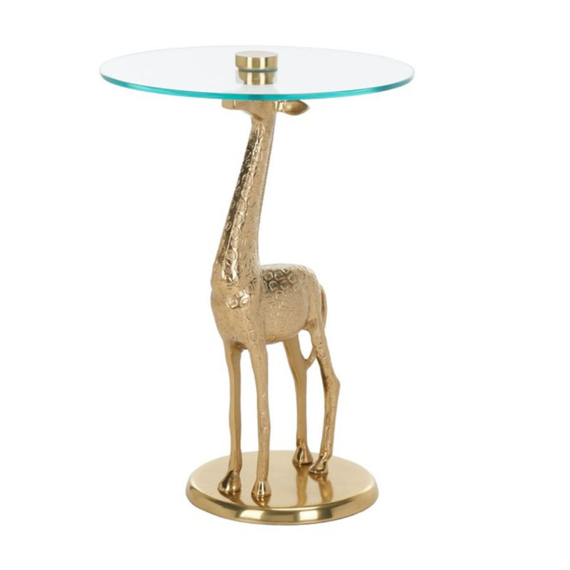 Tihomir Glass Top End Table, Gold