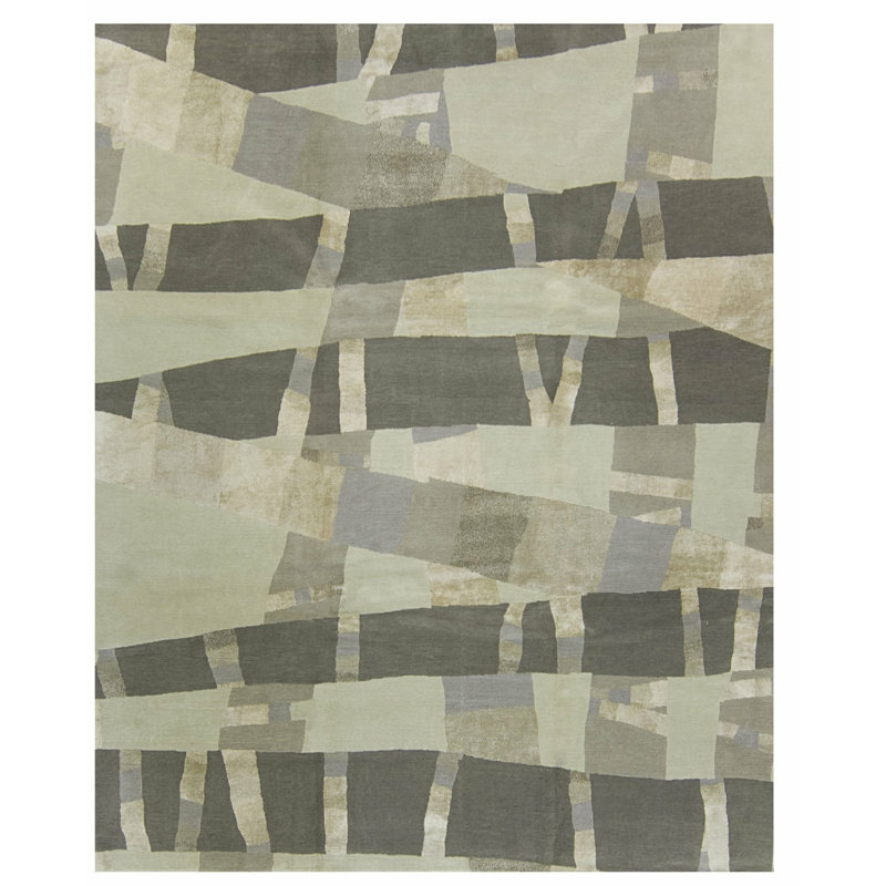 Bamboo Abstract Area Rug in Gray/Silver