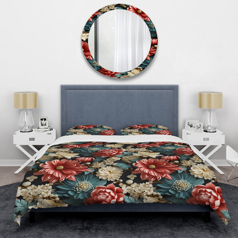 Boho Victorian Fusion Victorian Pattern VIII - Ensemble de housse de couette à motif floral
