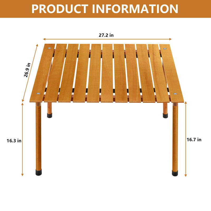 Outdoor Pop-Up Folding Bamboo Roll Table