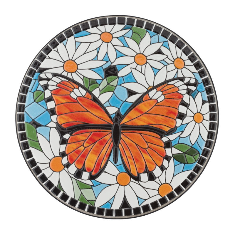 Support pour plante de 28 pouces en métal et céramique standard - papillon