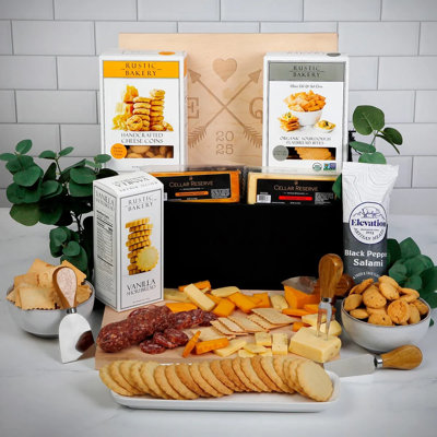 Eaglin Welcome Home Charcuterie Gift Basket With Custom Charcuterie Board - Charcuterie Board Gift Basket