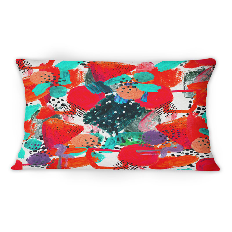Motif de brosses rouges et turquoise - Coussin décoratif à motif 1