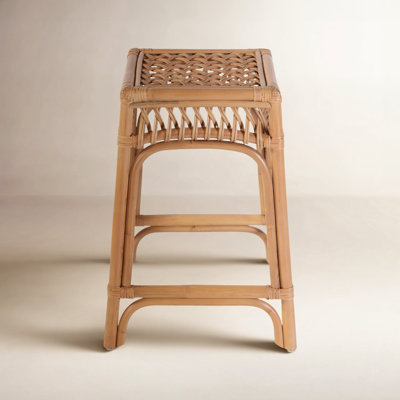 Beachwood 24.75 in. Seat Height Square Rattan Count Stool by Birch Lane