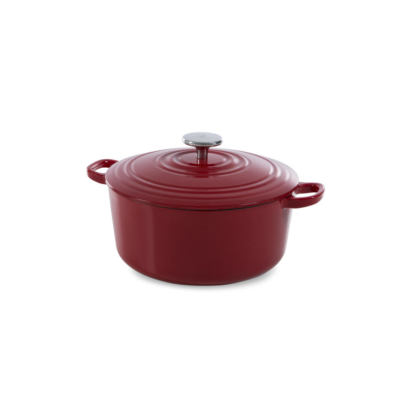 Bourgogne Cast Iron Round Casserole, 2.5 L, Chili Red