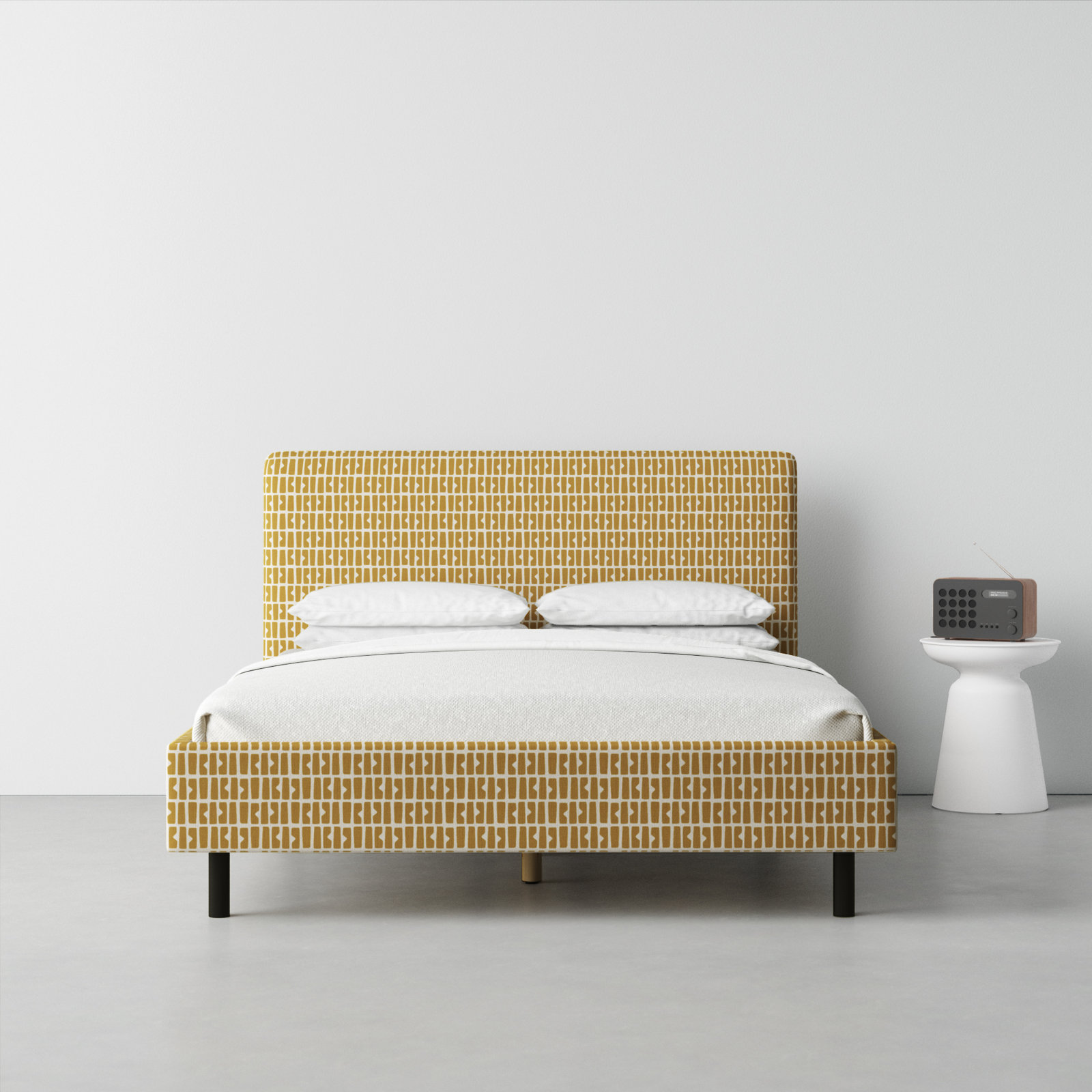 Avila Cotton Upholstered Bed, California King, Shibori Stripe Ink