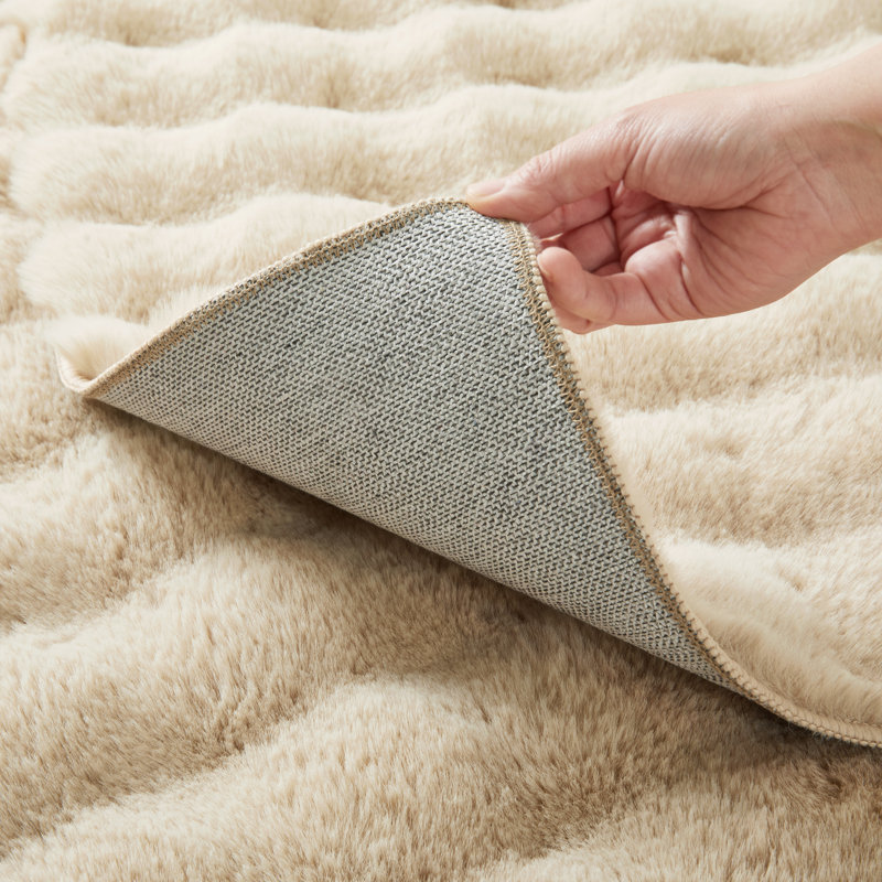 Bubble Design Luxury Area Rugs Soft Decorative Plush Rug for Living Room Bedroom , Rectangle 80 x 150 cm, Beige