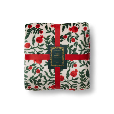 Rifle Paper Co. Christmastide Pomegranate Fleece Blanket