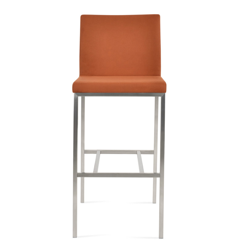 Tabouret Aria, Tabouret de comptoir (siège d'une hauteur de 24 p, Laine argentée, Chrome chrome