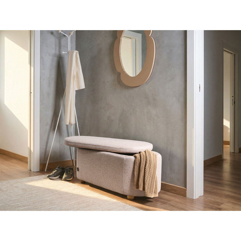 Fabric Upholstered Storage Bench, Beige