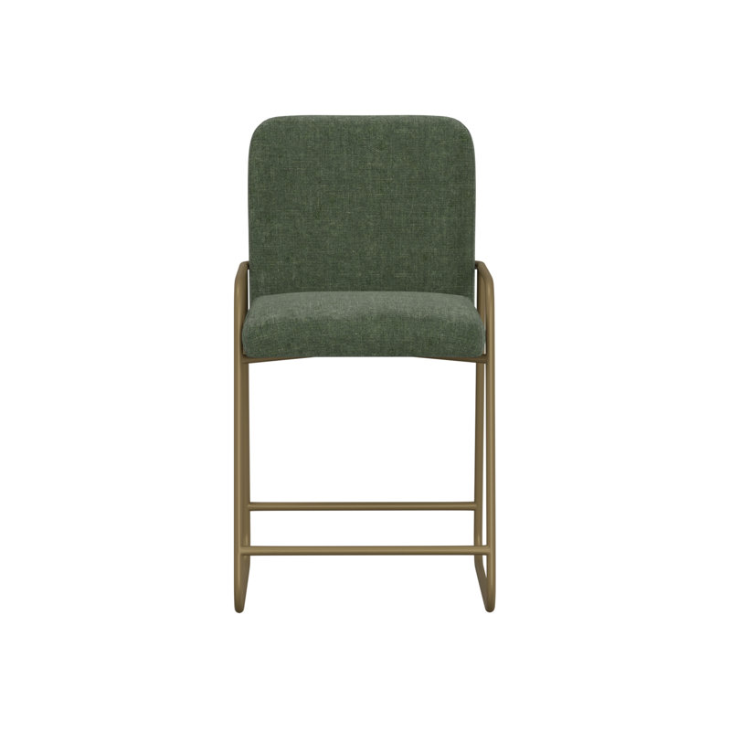 Tabouret de bar rembourré Rudy, Olive, Tabouret de comptoir (siège d'une hauteur de 24 p