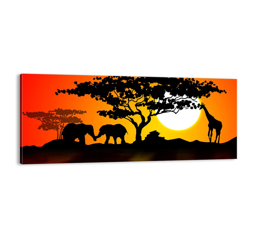 Leinwandbild - Grafikdruck „Meeting on Savanna”