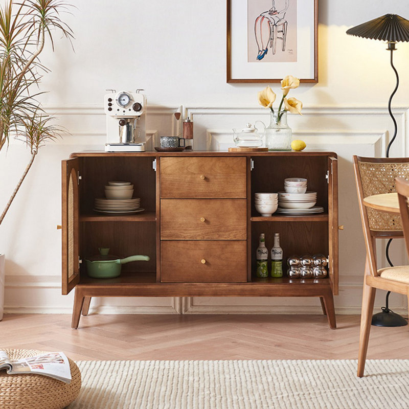 Mid-Century Modern Walnut Solid Wood Sideboard