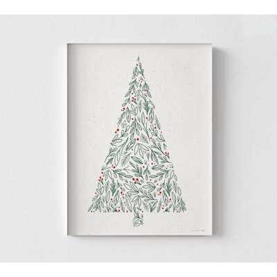 Arbre de Noël imprimé pin minimaliste à feuilles persistantes, houx vert Boho, art mural moderne, décoration de fête