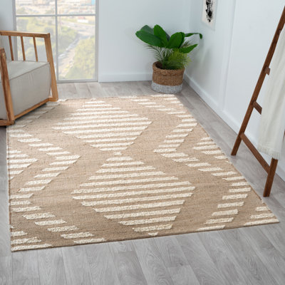 Tapis intérieur / extérieur en laine naturelle et jute fabriqué à la main
