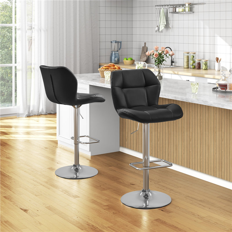 color Swivel Yes Upholstered Steel Faux Leather Yes Bar Stool, Black
