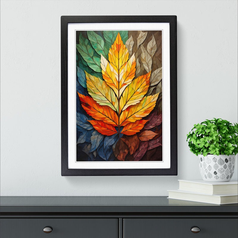 Leaf Geometric No.2 - Framed Print, Black, 64cm H x 46cm W x 2cm D