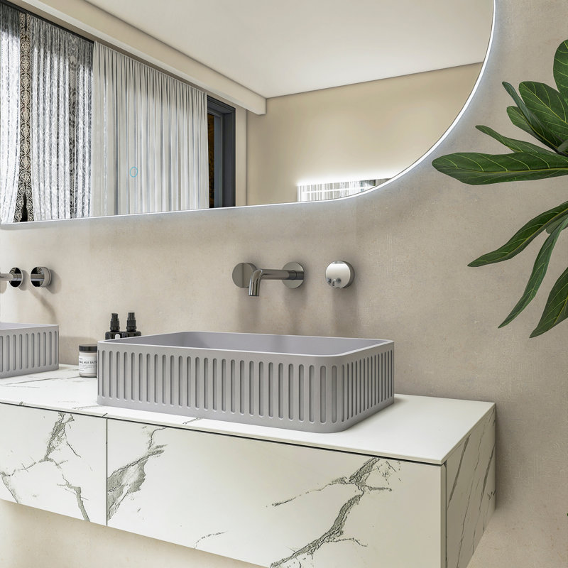 Lavabo de salle de bain rectangulaire gris moderne en béton de 20,5 pouces