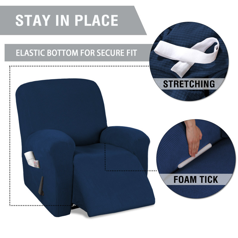 Housse pour fauteuil inclinable Hayneville, Mélange de polyester bleu marine