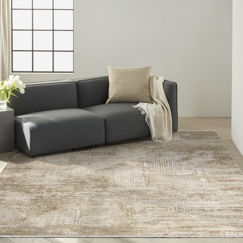 Calvin Klein CK078 Summit 7'10" x 10'2" Mocha Ivory Modern Indoor Rug, Rectangle 7'10" x 10'2"