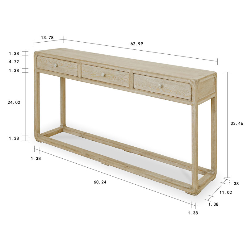 Oluwatobiloba 63'' W Console Table, White Wash