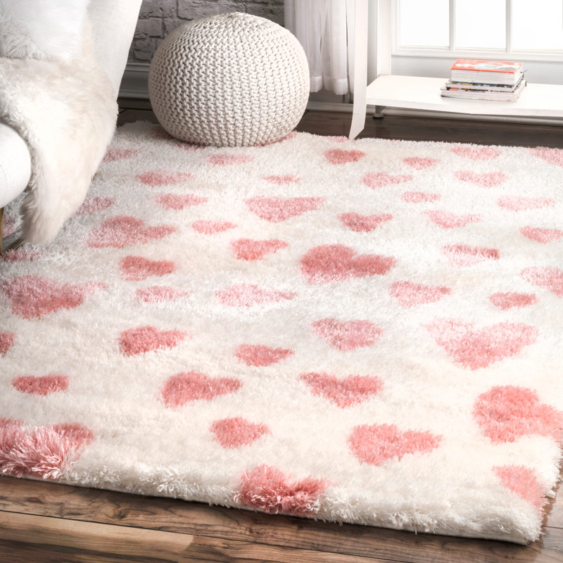 Tapis rose / blanc Becky, Rectangle 4 pi x 6 pi
