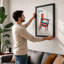 Red & Blue Chair Geometric - Framed Print-220484522-220484523
