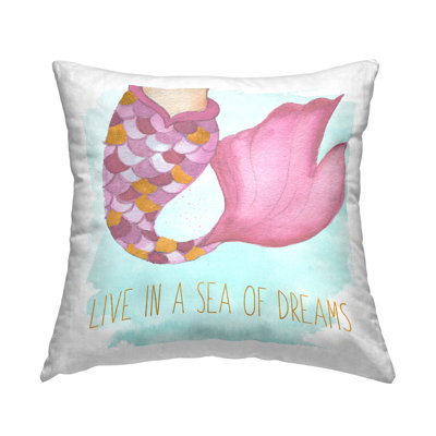 Sea Of Dreams Mermaid Decorative Printed Throw Pillow Design by Elizabeth Medley
