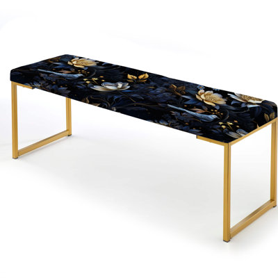 Enigmatic Nights Moody Patterns - Floral Upholstered Gold Bench