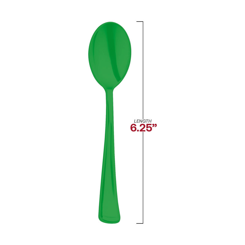 Green Disposable Plastic Party Spoons - 600 Spoons