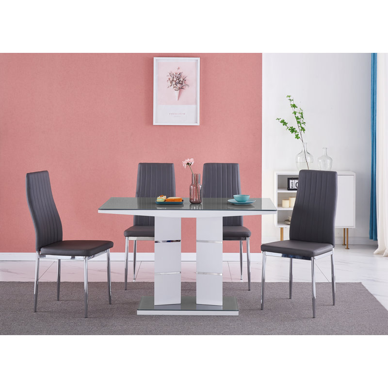 Tsaile 4 - Person Dining Set, Grey, Grey