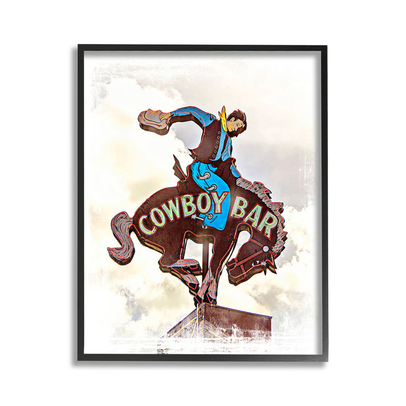 «Cowboy Bar», art de la giclée encadrée par Jerry Cowart, Giclée encadrée noir minuit, H 14 po x l 11 po