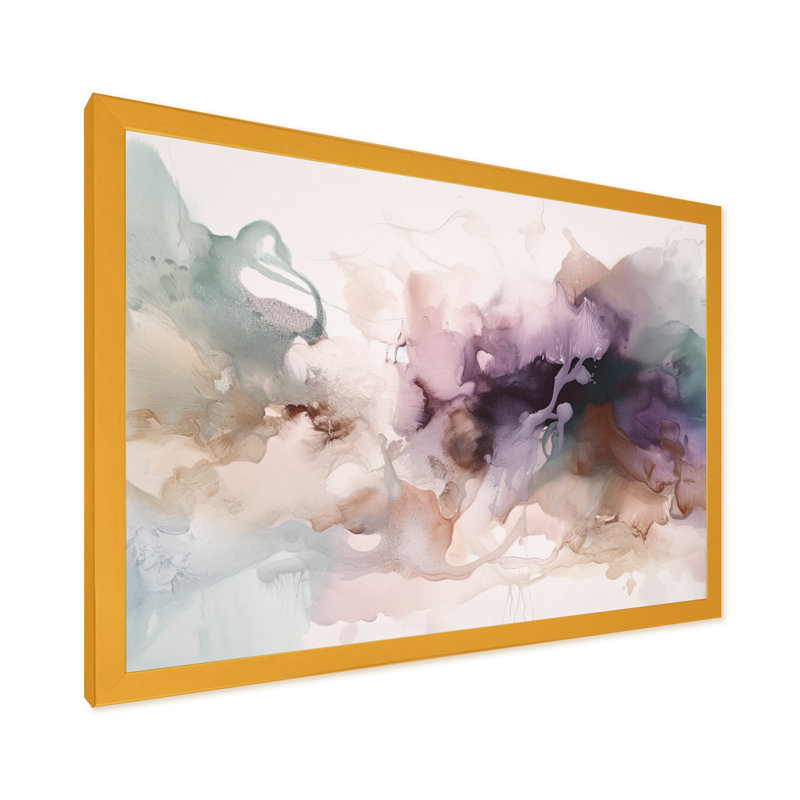 «Brown Abstract Delicate Marble III», reproduction d'art sur toile encadrée, H 34 po x l 44 po x P 1,5 po, Encadrement doré