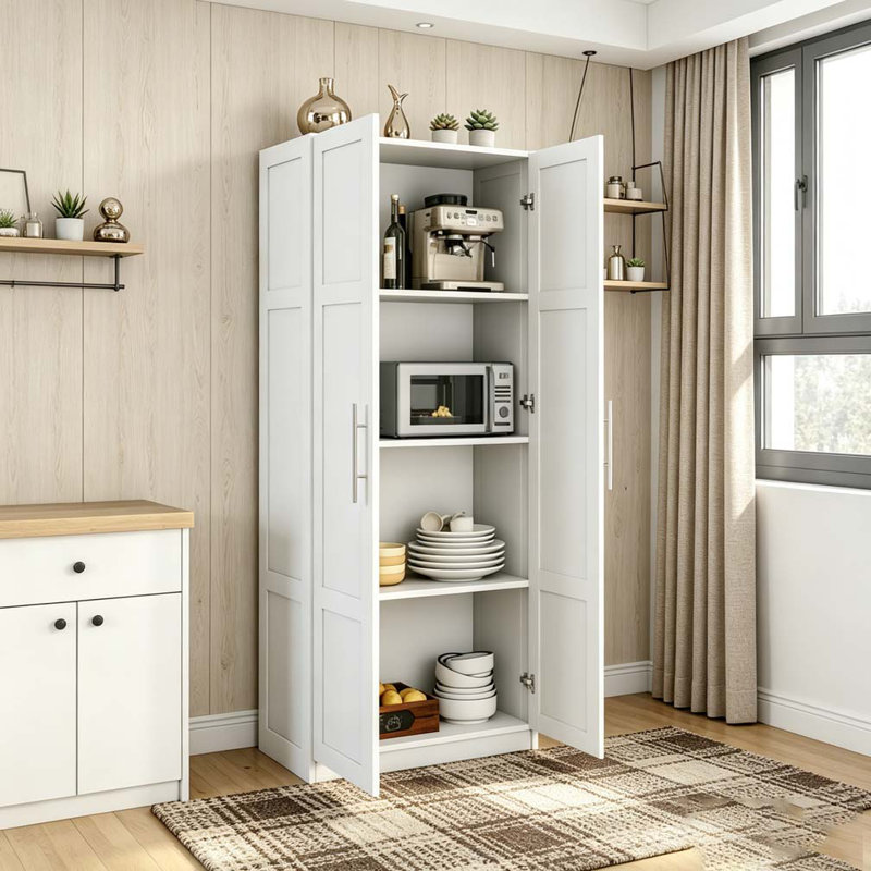 Armoires de cuisine avec 2 portes et 3 tablettes, blanc