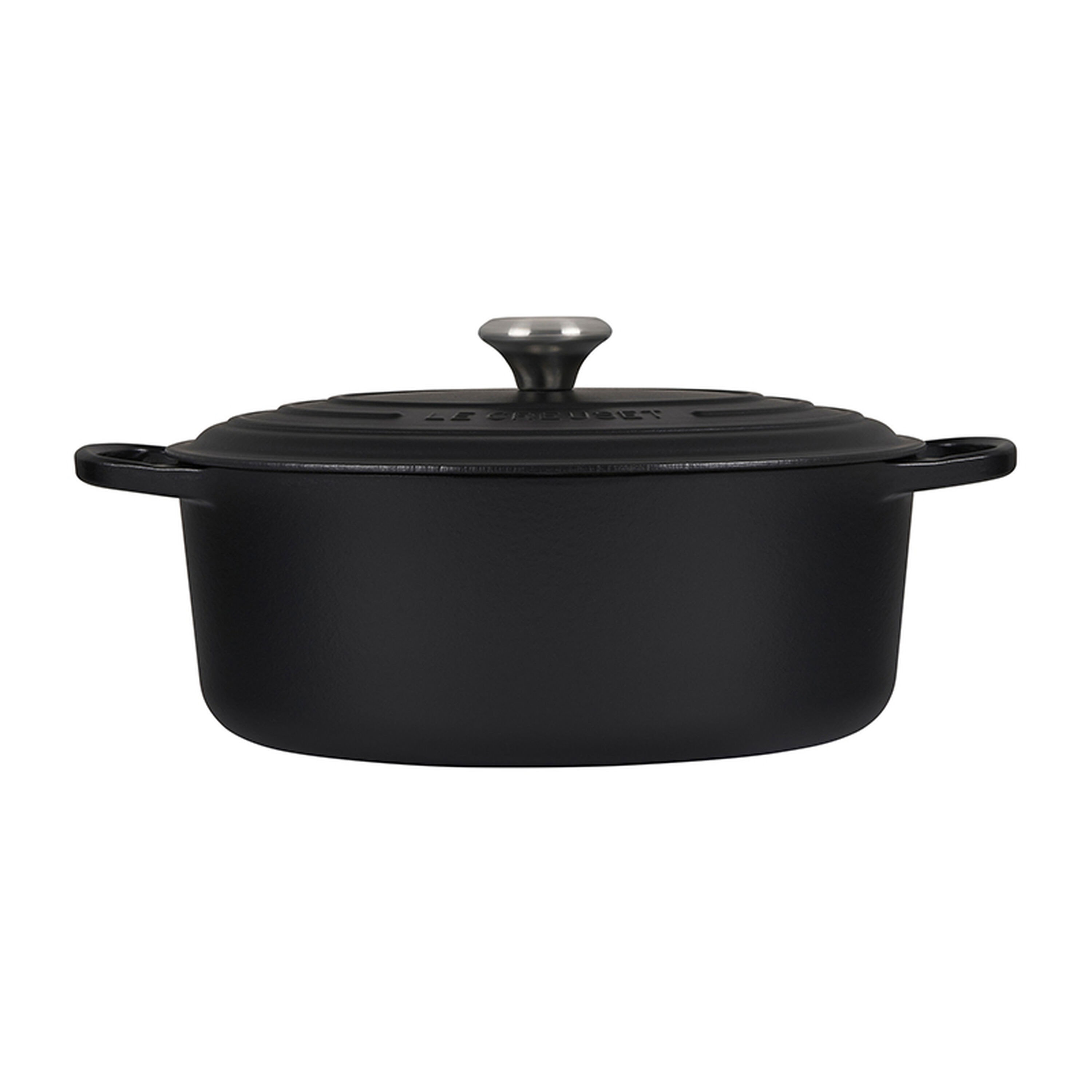 MasterPRO BBQ 7 qt. Oval Cast Iron Covered Dutch Oven, Black