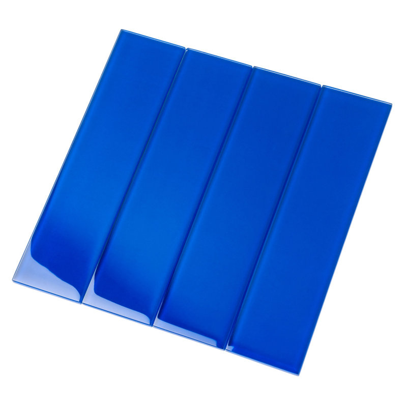 3" X 12" Glass Brick Look Subway Wall Tile, Blue