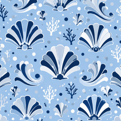 Papier peint adhésif coquillage à motif de coquillage bleu à motif abstrait nautique, papier peint amovible, adhésif pour décoration de chambre à coucher, armoires de cuisine 17,7 po x 118 po