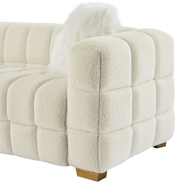 Clintondale 3 Seater Boucle Loveseat, White
