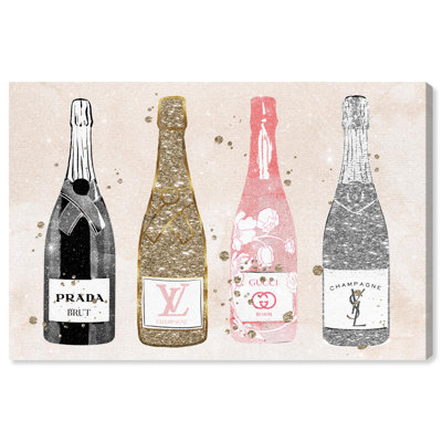 Blossom Champagne Line Up Canvas Fashion Art Prints by Art Remedy