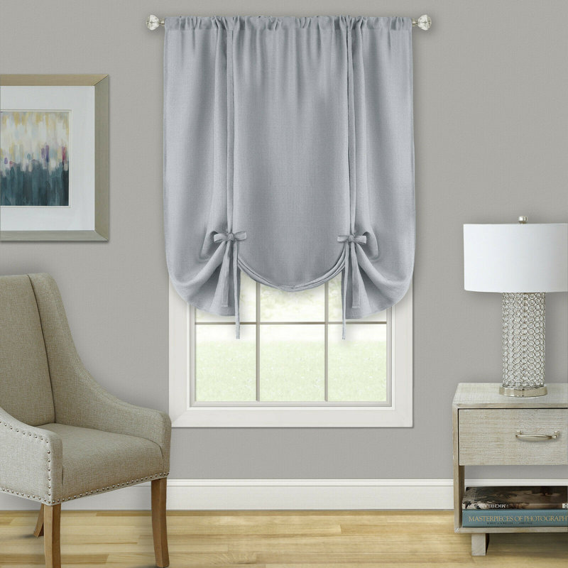 Clarisa Tie-Up Window Valance, Gray