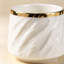 Tasse en céramique 3,4 onces coupée à la main avec soucoupe cannelée 3,4 oz (bordure dorée)
