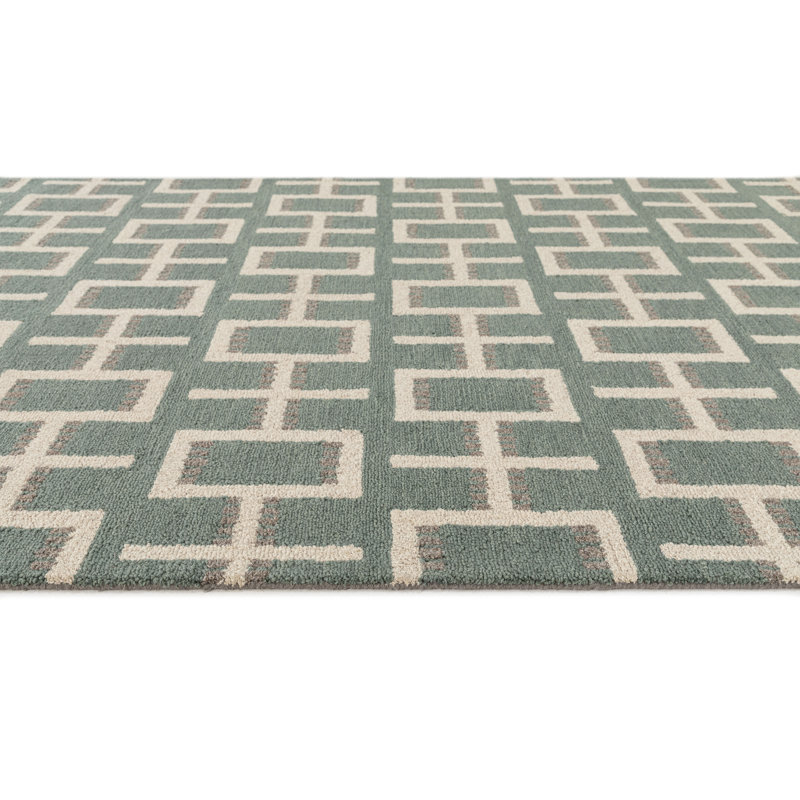 Scandinavian Hand-Tufted Blue Wool Runner Rug