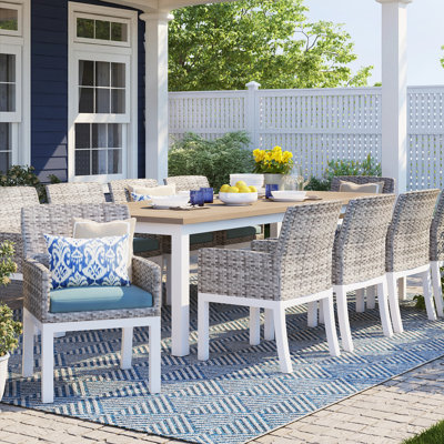 Travira 10 - Person Patio Dining Set with Rectangular Table , Cushions Included