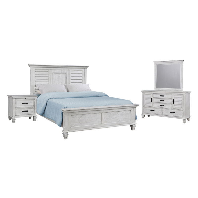 Ensemble de chambre à coucher standard 5 pièces Zhenyu, Blanc antique, Grand