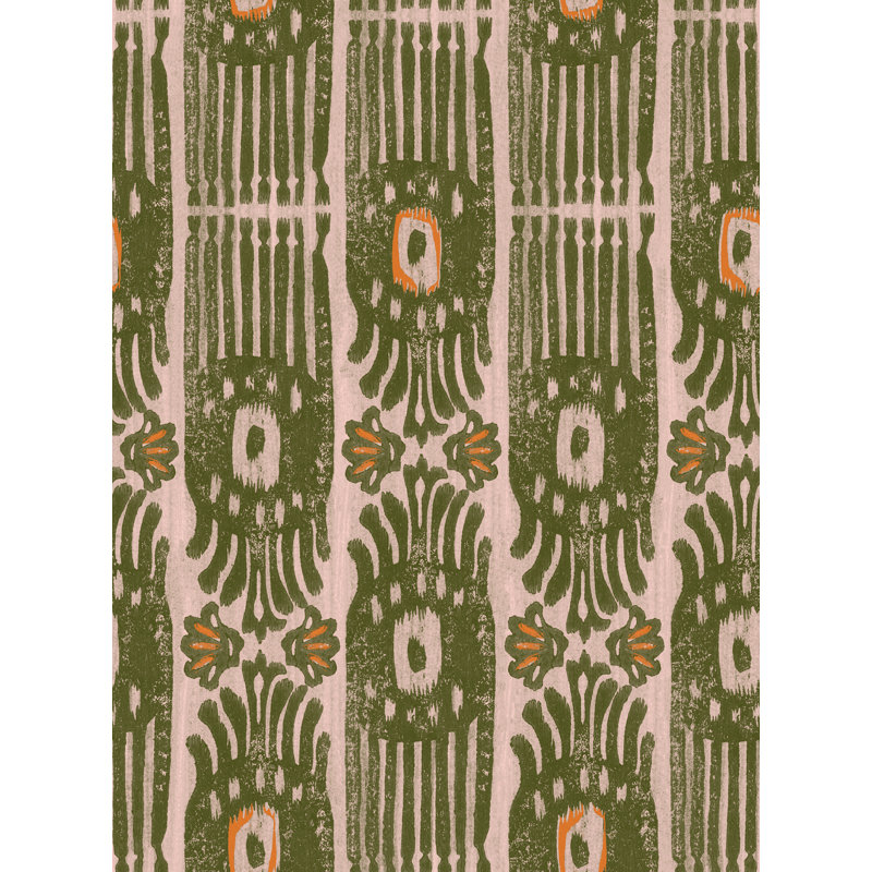 MINNIE KEMP X MINDTHEGAP Wallpaper Roll, Green/Orange/Taupe