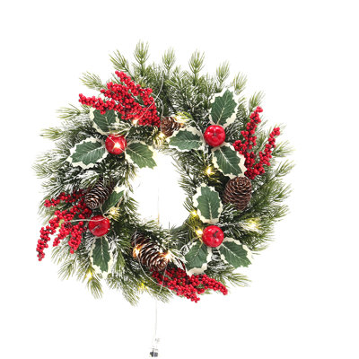 35 cm Lighted Mixed Assortment Artificial Wreath