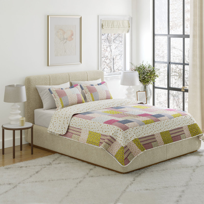  Ensemble de courtepointe Patchwork - avec taies décoratives - literie légère multicolore lavable à la machine