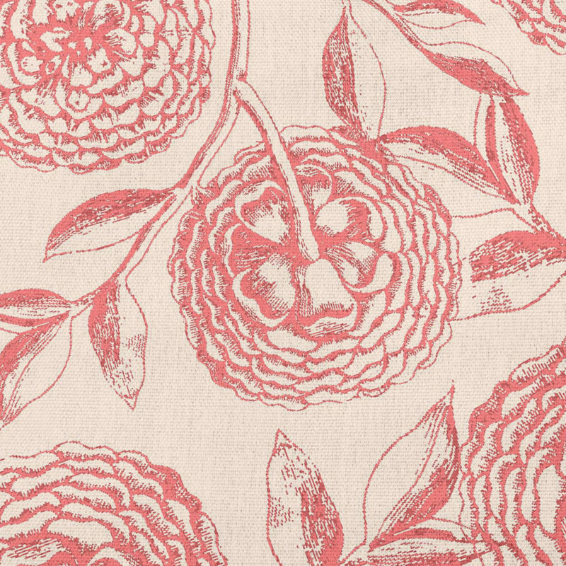 Coussin décoratif intérieur / extérieur Antique Flowers, Corail rosé, 16 po x 16 po